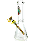 AFM 12" Anime 9mm Beaker Bong with Colored Glass Accents - Front View