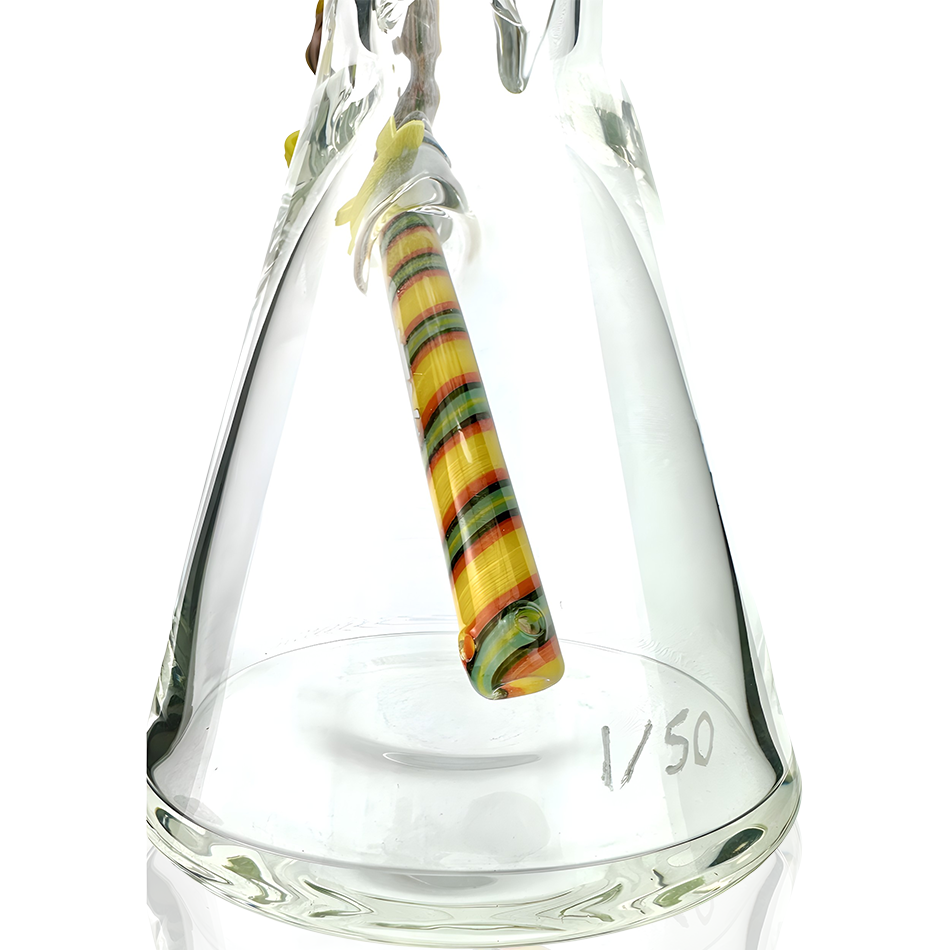 AFM 12" Anime Beaker Bong with Colored Glass Downstem, 9mm Thick Borosilicate - Side View