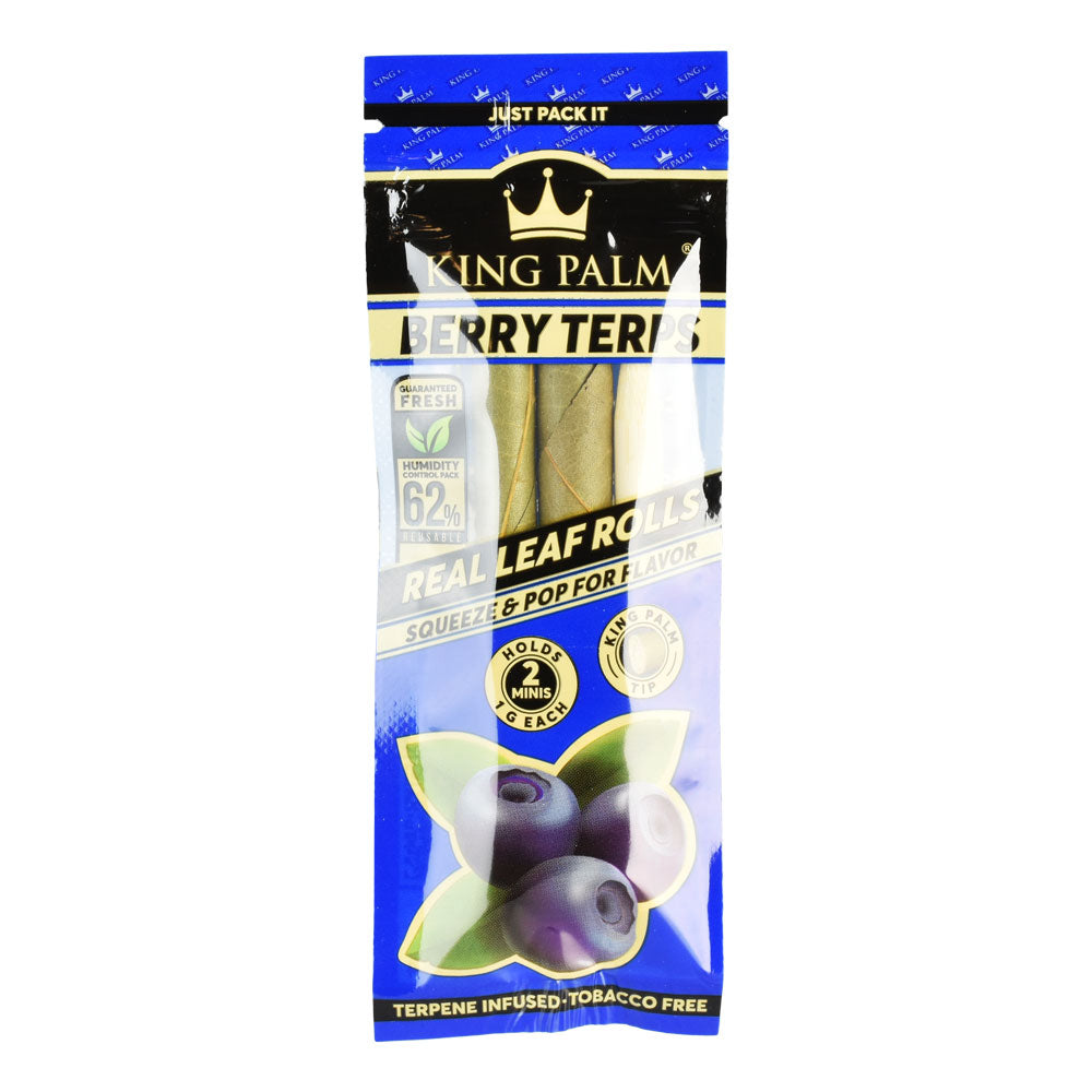 King Palms Hand Rolled Leaf Mini 2-pack, Berry Terp Flavor, Front View on White Background
