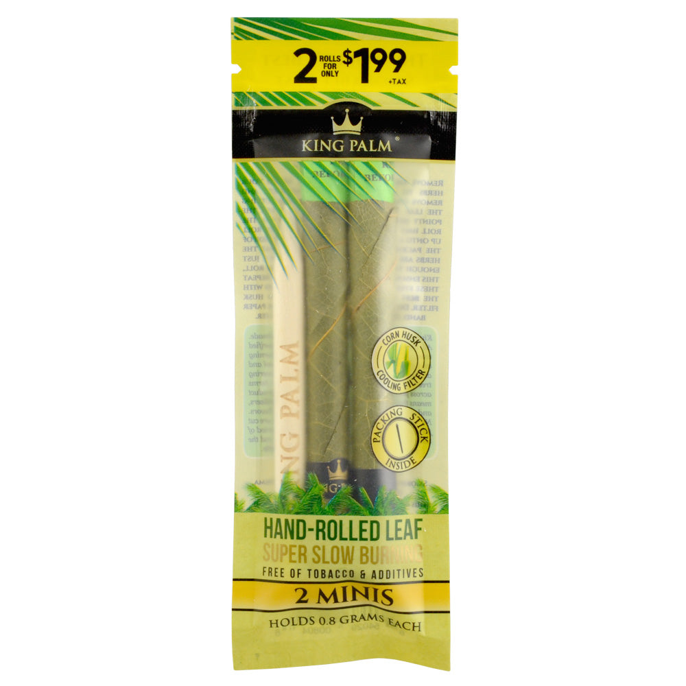 King Palms Hand-Rolled Leaf Mini 2-Pack Display, Tobacco-Free Rolling Papers