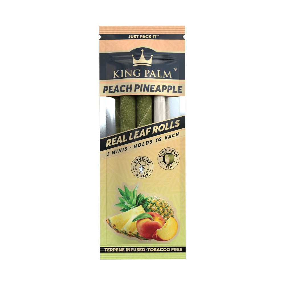 King Palms Mini Hand Rolled Leaf 2-Pack Display with Peach Pineapple Flavor