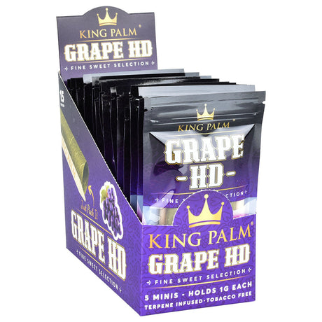 King Palm Grape HD Wrap Pouches Display Box - 5pk Mini Size, Humidity Controlled Rolling Accessories