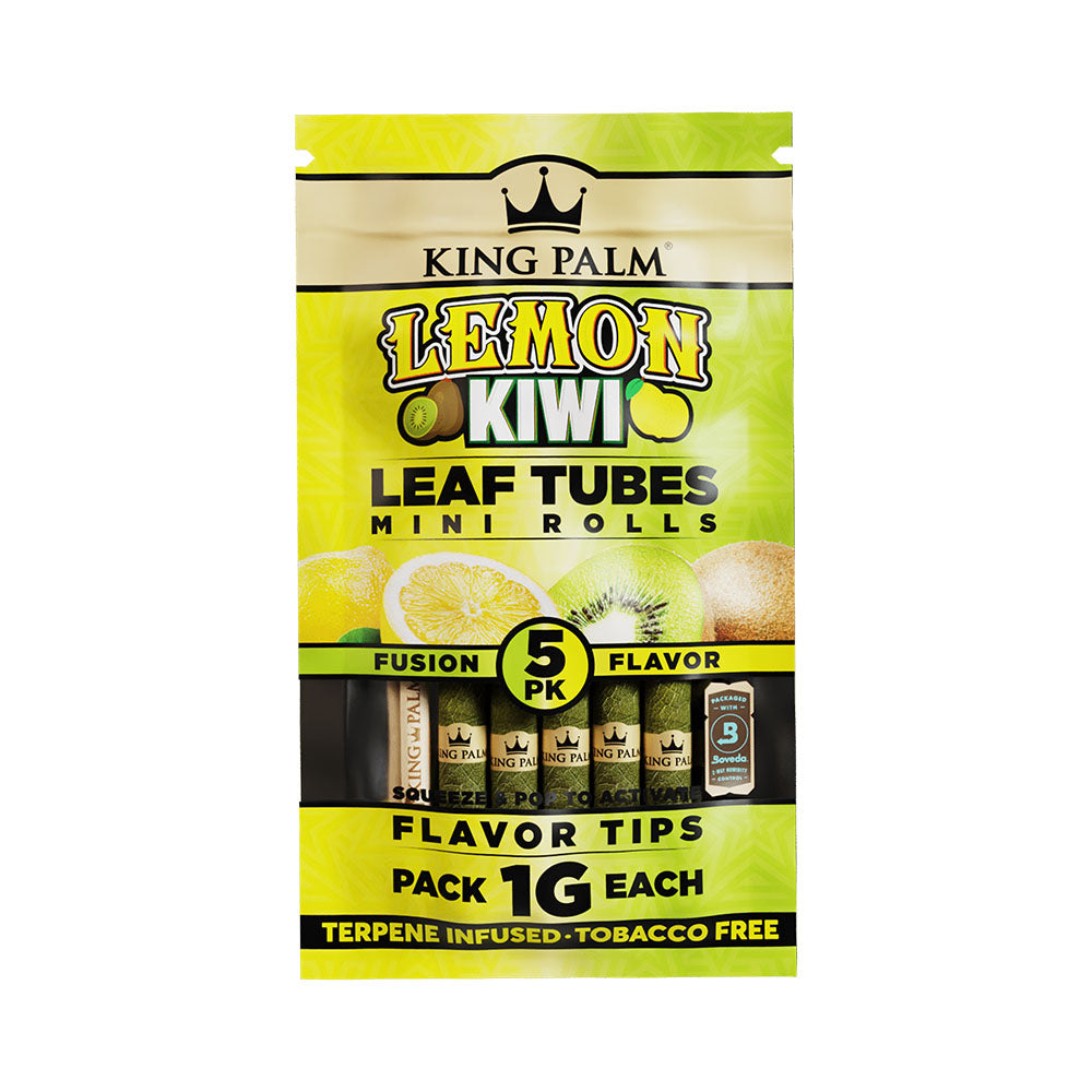 King Palm Lemon Kiwi Flavor Mini Rolls, 5-Pack Pouch with Humidity Control Tips