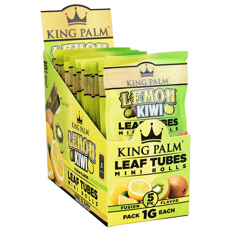 King Palm Wrap Pouches Display - Lemon Kiwi Flavor Mini Rolls, 5pk, Humidity Controlled