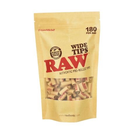 Front view of 180PC BAG of RAW Pre-Rolled Wide Tips for rolling convenience