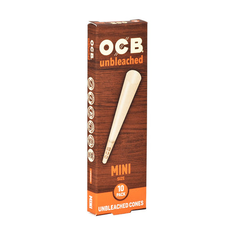 OCB Unbleached Mini Cones 10 Pack Display Box - Front View on White Background