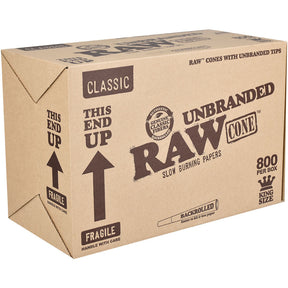 RAW King-Size Classic Unbranded Cones bulk box, 800pc pack, front view on white background