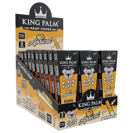 King Palm x Koala Puffs King Size Hemp Cones 3pk in Apricot flavor display box