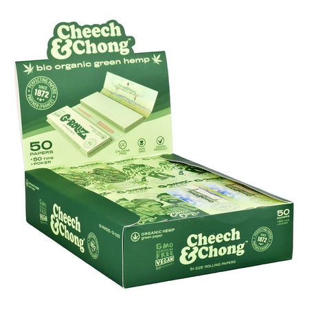 Cheech & Chong x G-ROLLZ Organic Hemp Rolling Papers Display Box Front View