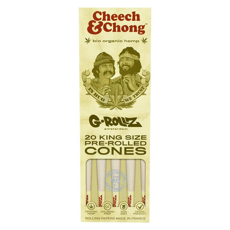 Cheech & Chong x G-ROLLZ 20pc King Size Organic Hemp Cones Package Front View