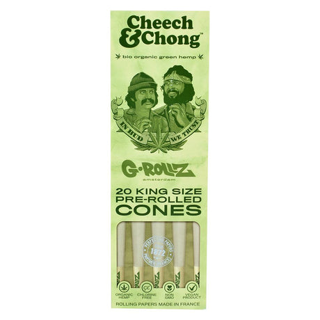 Cheech & Chong x G-ROLLZ Hemp Cones 20pc King Size, front view on white background