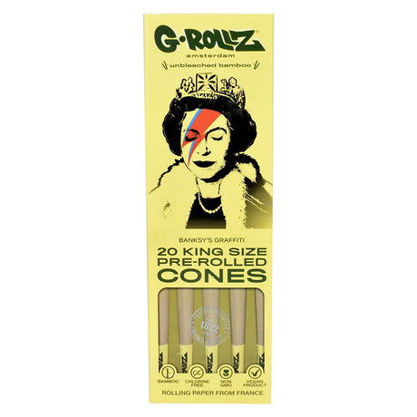 G-ROLLZ x Banksy's Graffiti King Size Pre-Rolled Cones, 20 Pack, Unbleached Bamboo