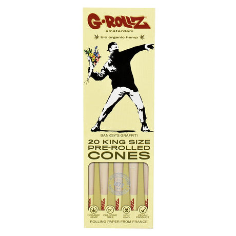 G-ROLLZ x Banksy King Size Pre-Rolled Cones, 20pc pack with Organic Hemp, front view