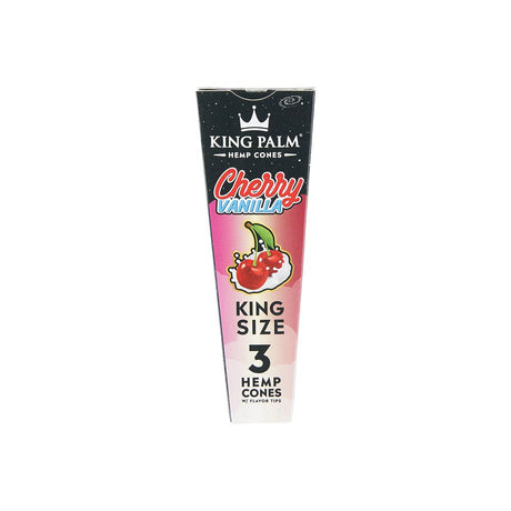 King Palm King Size Hemp Cones 3-Pack, Cherry Vanilla, Front View on White Background