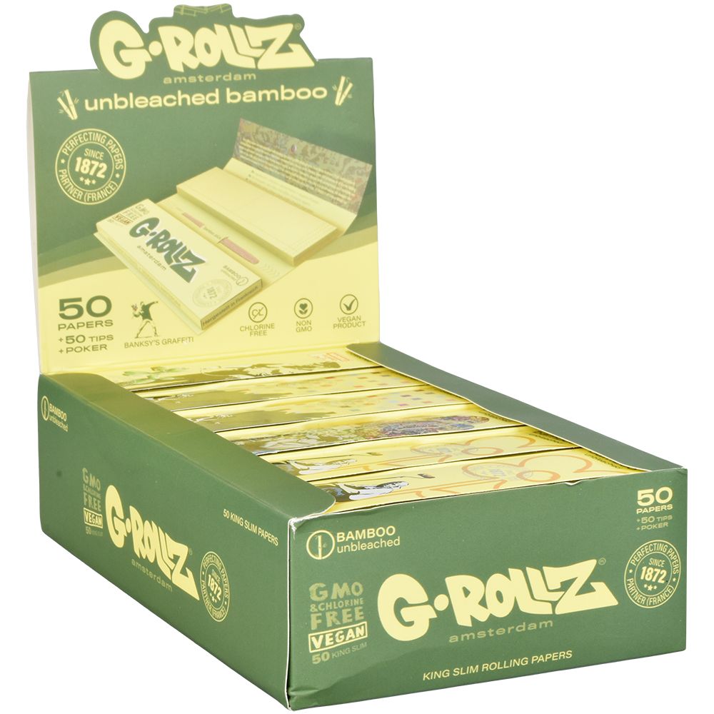 G-ROLLZ x Banksy Bamboo Rolling Papers Display Box, 50pc King Size Slim