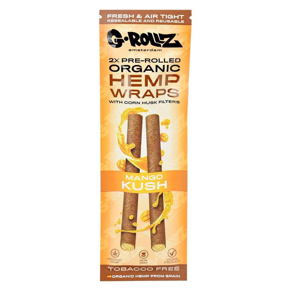 G-ROLLZ Pre-Rolled Organic Hemp Wraps Mango Kush Flavor Front View