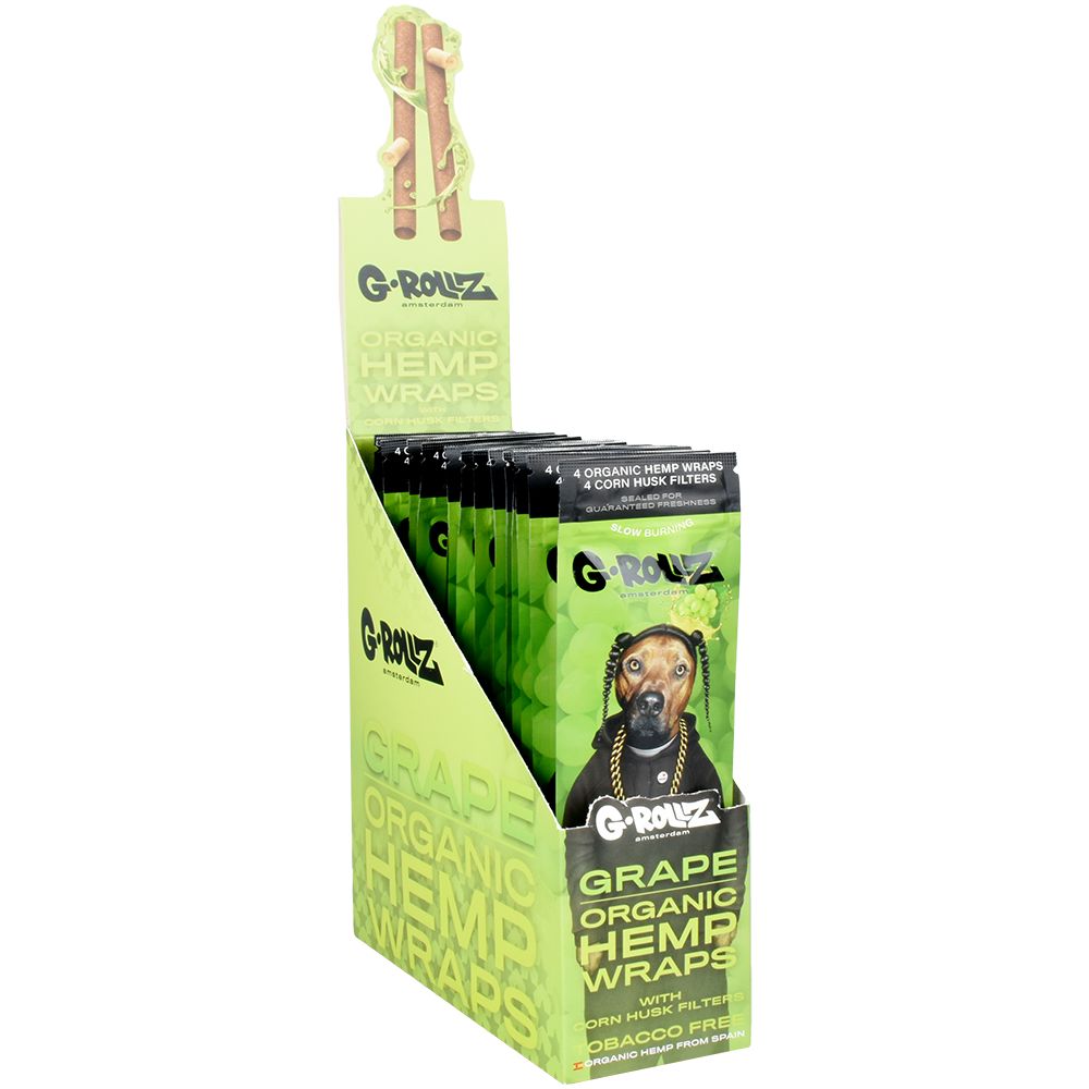 G-ROLLZ Pets Rock Grape Organic Hemp Wraps Display Box with 4 Wraps and Tips