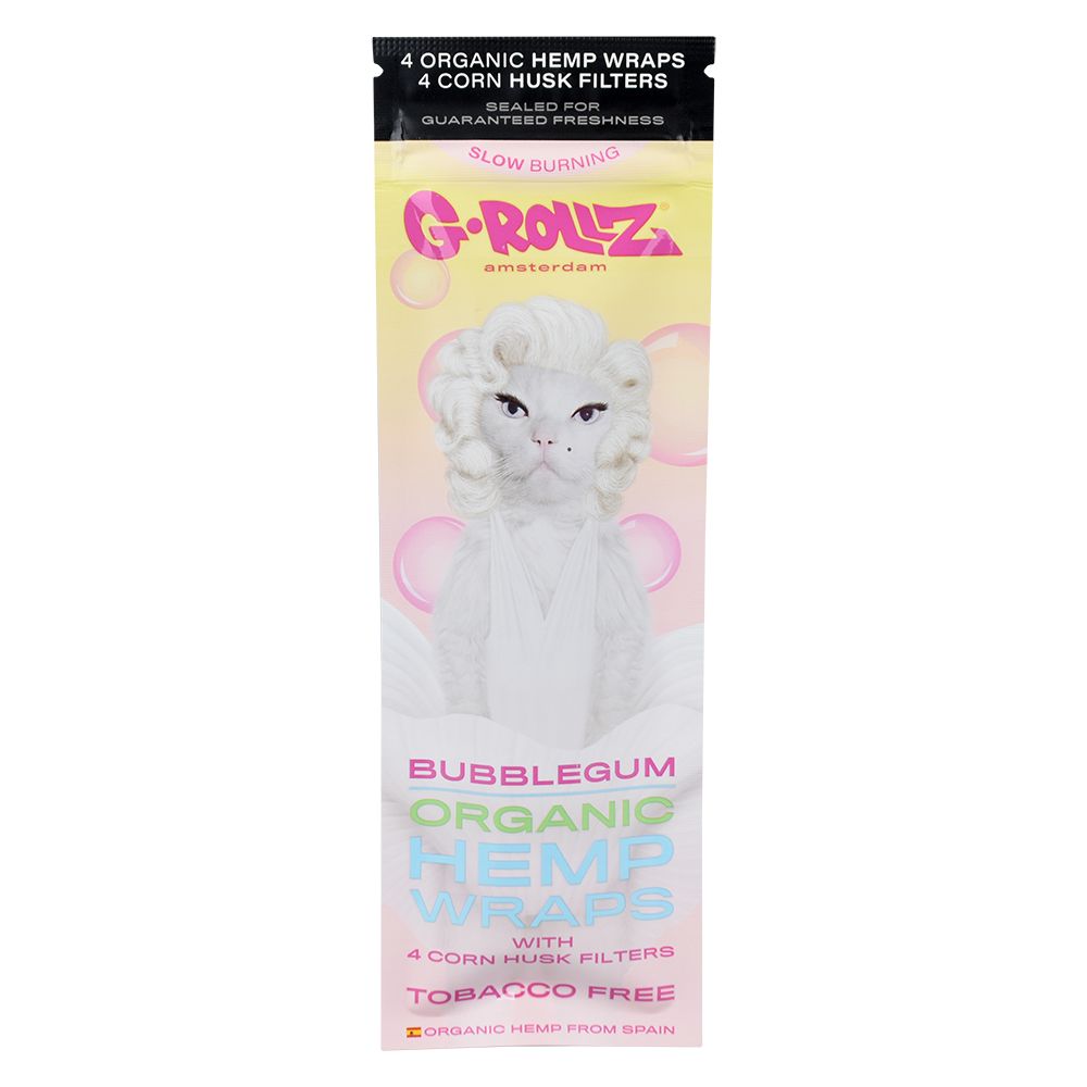 G-ROLLZ Pets Rock Bubblegum Organic Hemp Wraps, 4pc with Filters, Front View