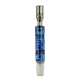 DynaVap BB3 vaporizer with blue glass body and stainless steel cap, front view on white background