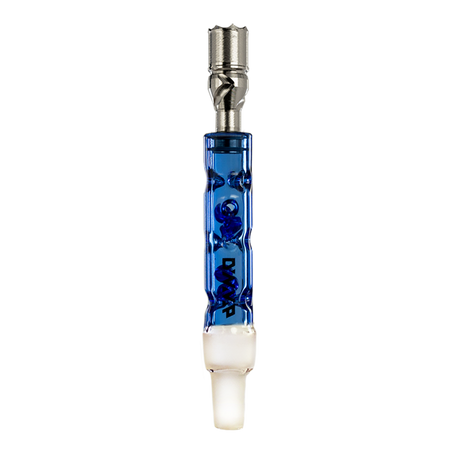 DynaVap BB6 Vaporizer with blue glass body and metallic tip, front view on white background