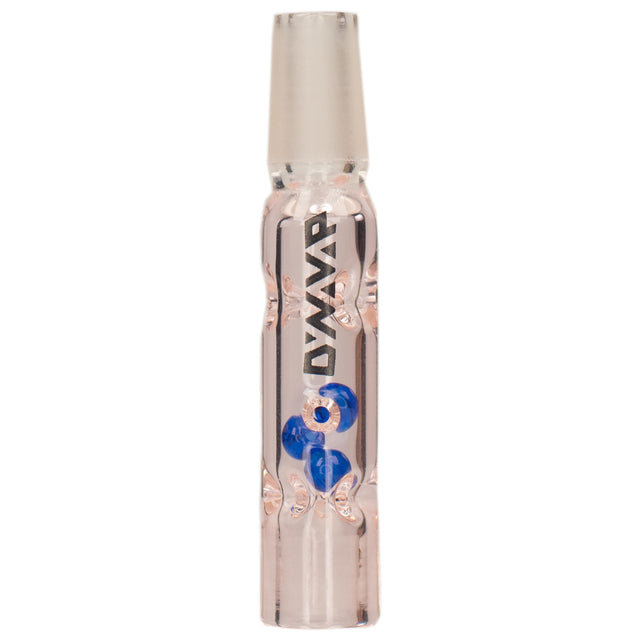 DynaVap BB3 pink glass stem showing three blue diffusion beads and divots inside the tapered midsection