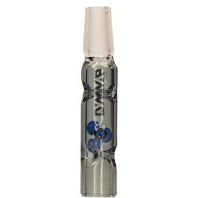 DynaVap BB3 grey glass stem showing three blue diffusion beads and divots inside the tapered midsection