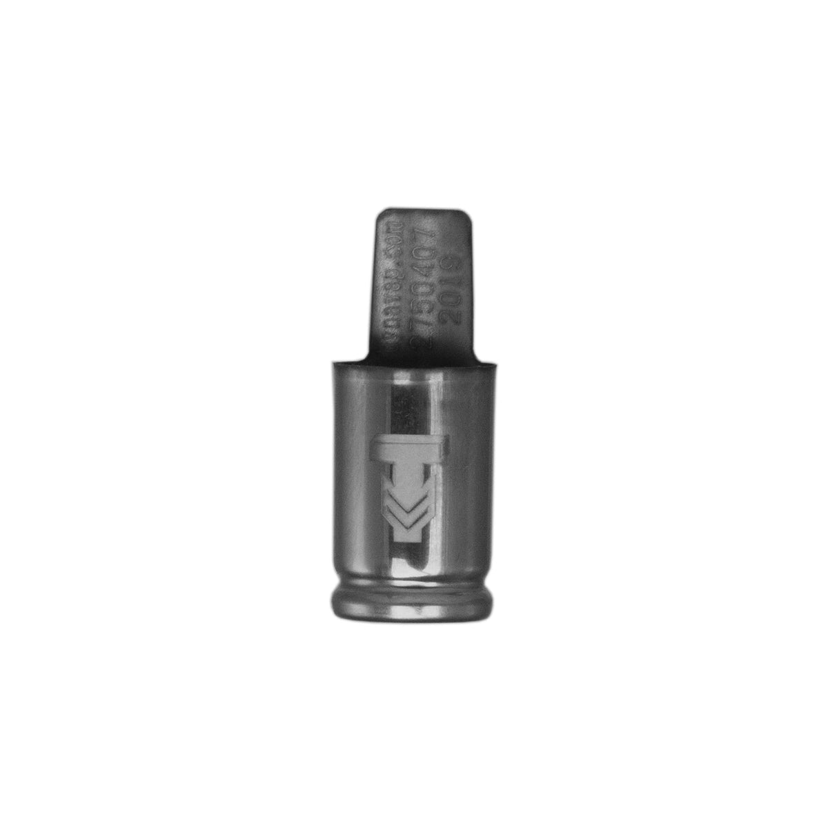 DynaVap Low Temp Captive Cap product photo showing the stainless steel cap with its engraved logo on top