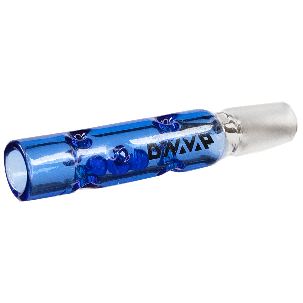 DynaVap BB3 Stem in Blue, Glass Vaporizer Accessory with Engraved Logo, Angled View