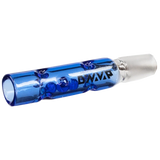 DynaVap BB3 glass stem midsection in Blue, shown uncapped and horizontal, highlighting the airport opening.