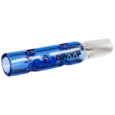 DynaVap BB3 glass stem midsection in Blue, shown uncapped and horizontal, highlighting the airport opening.