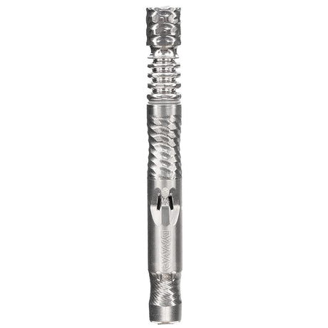 DynaVap The M 2021 Edition vaporizer shown uncapped, exposing the serrated extraction chamber and grinder Tip.