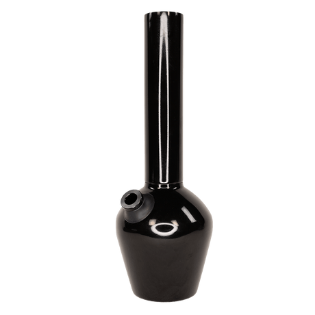 DynaVap Chill Steel Pipe in Black - 14mm Borosilicate Glass Bong with a sleek design, front view on a seamless green background