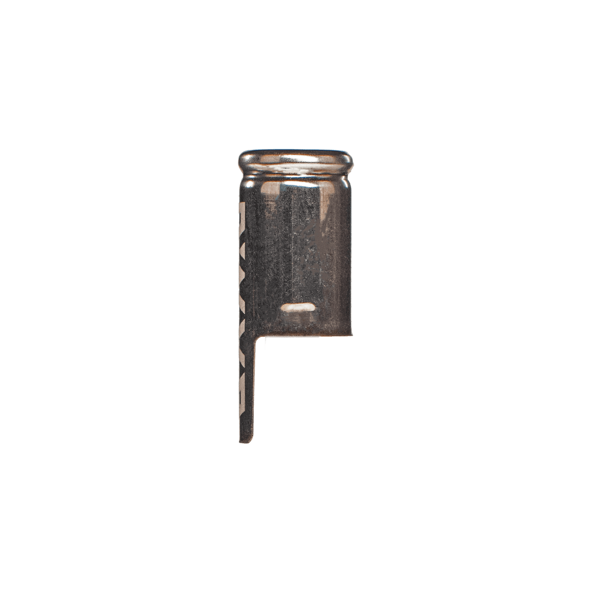DynaVap Captive Cap replacement part shown in vertical orientation, close up side view of the notch and cap seam.