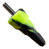 DynaVap Bonger - Water Pipe Adaptor in neon green and black, angled view on white background