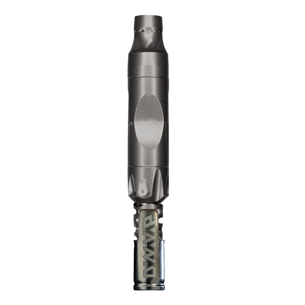 DynaVap VonG (i) Titanium vaporizer standing upright, showing the full titanium body and tapered mouthpiece.