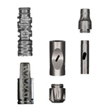 DynaVap VonG (i) Titanium vaporizer broken down into its separate parts for cleaning and maintenance.