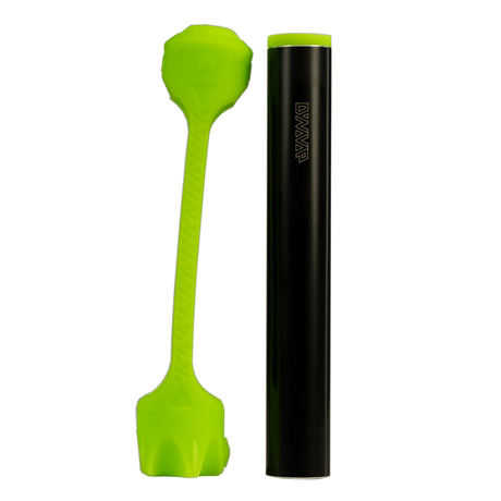 DynaVap SlingStash in green and black, front view - portable vaporizer storage with scoop tool