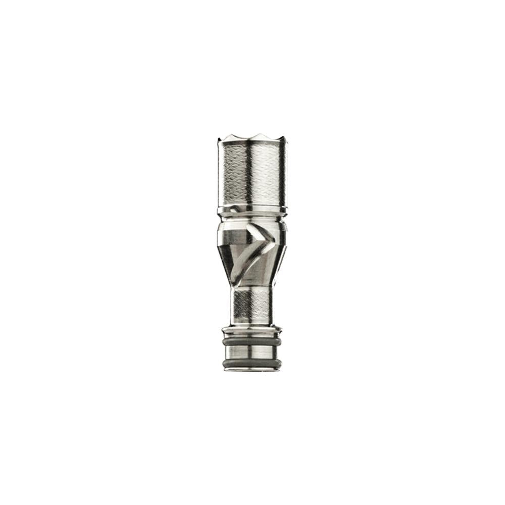 Close up of the DynaVap The M 7 vaporizer tip and captive cap, showing the chamber opening for loading dry herb.
