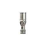 Close up of the DynaVap The M 7 vaporizer tip and captive cap, showing the chamber opening for loading dry herb.