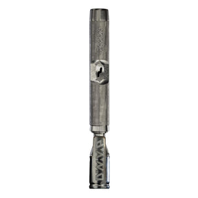 DynaVap The M 7 dry herb vaporizer shown capped and upright from the front, stainless steel tip and stem visible.