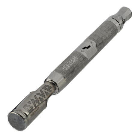 DynaVap The M 7 XL vaporizer laid horizontally, showing the full stainless steel body from cap to mouthpiece.