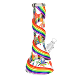 Rainbow Pride Glow In The Dark Glass Beaker Water Pipe | 12.5" | 14mm F