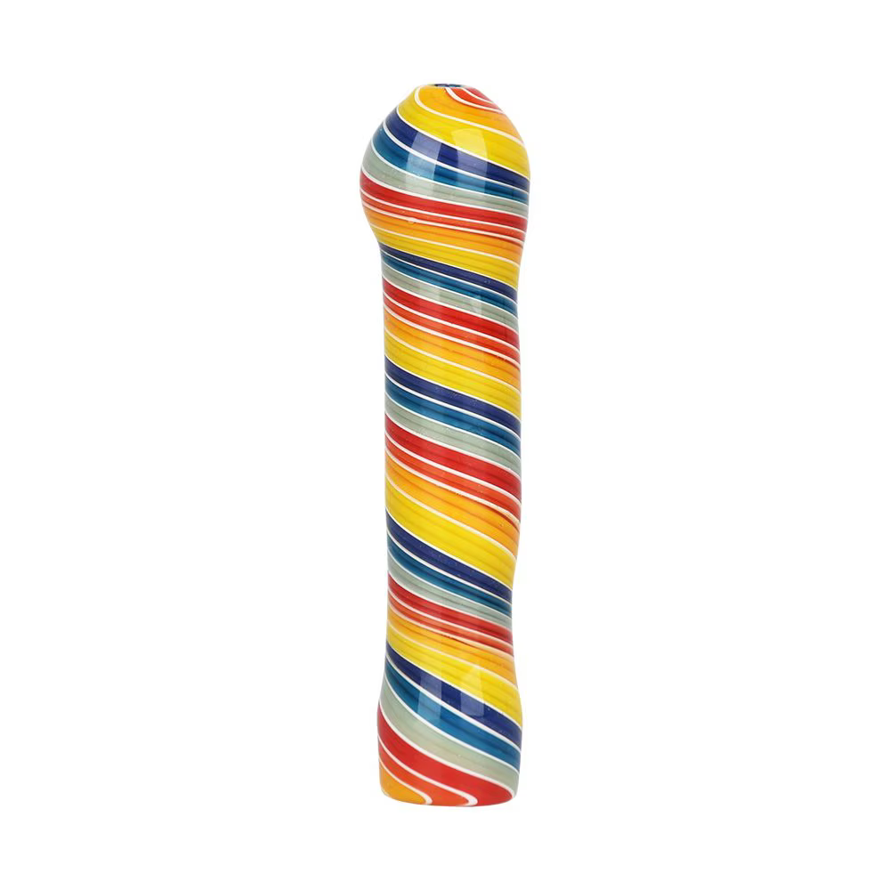 Rainbow Spirals Glass Chillum | 3.5"