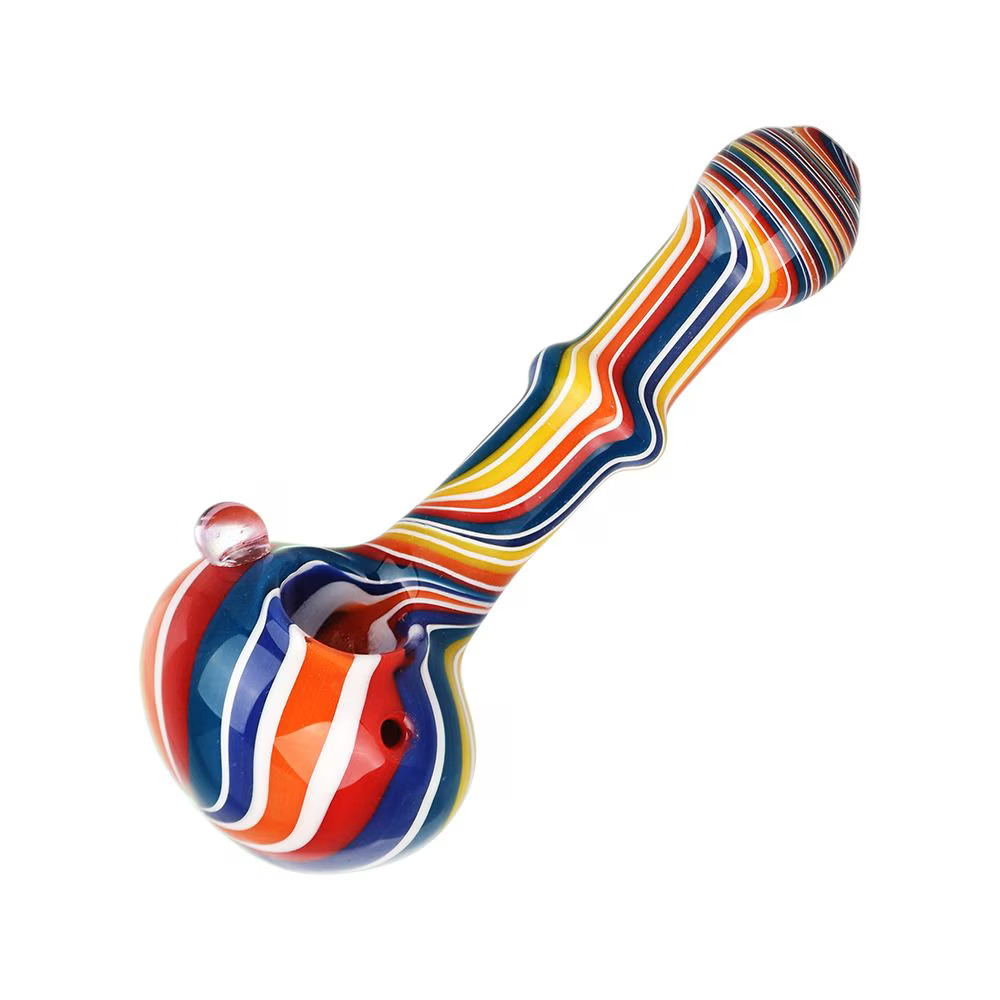 Rainbow Stripes Glass Spoon Pipe | 5"