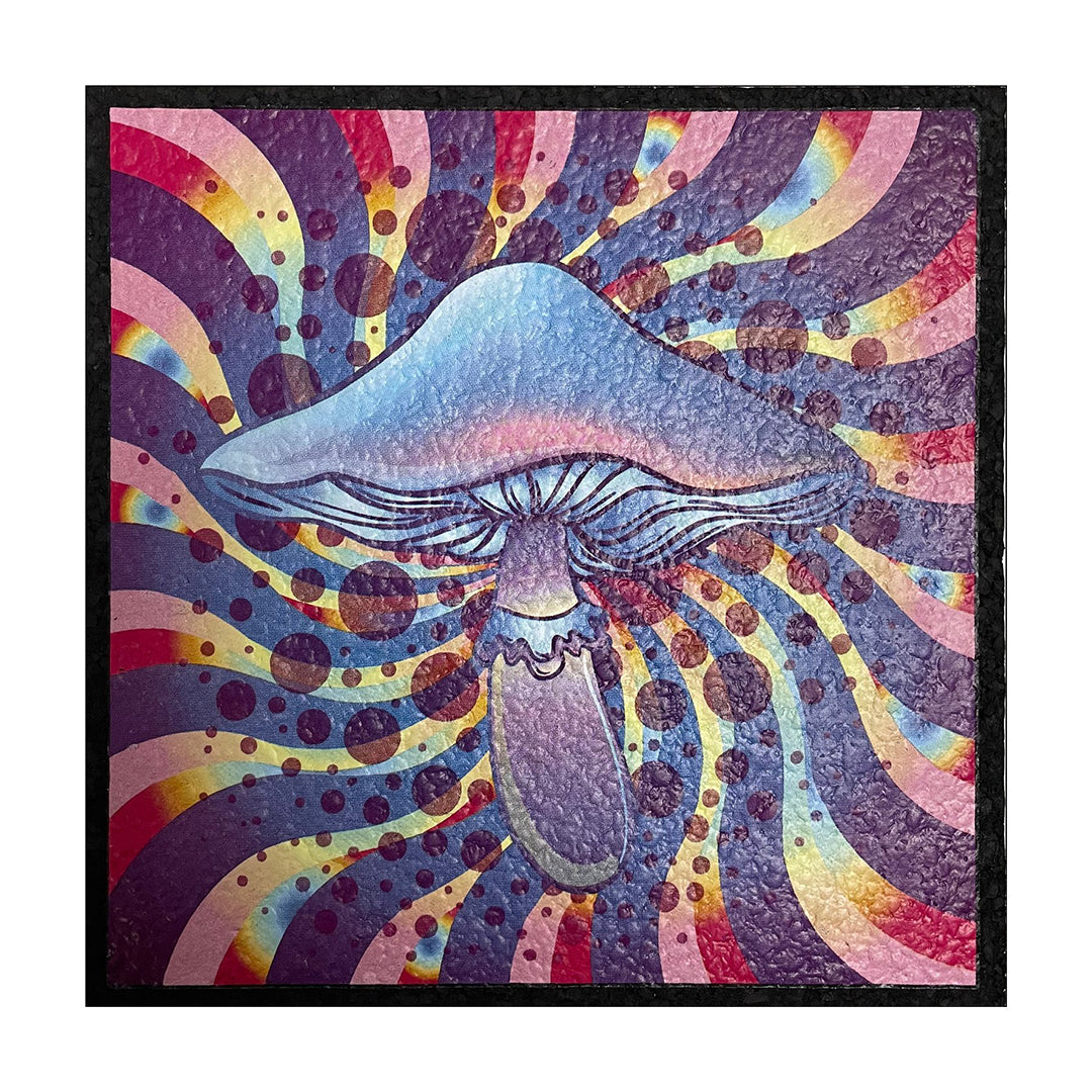 East Coasters 8 inch Rainbow Fun Guy Dab Mat with Psychedelic Mushroom Design