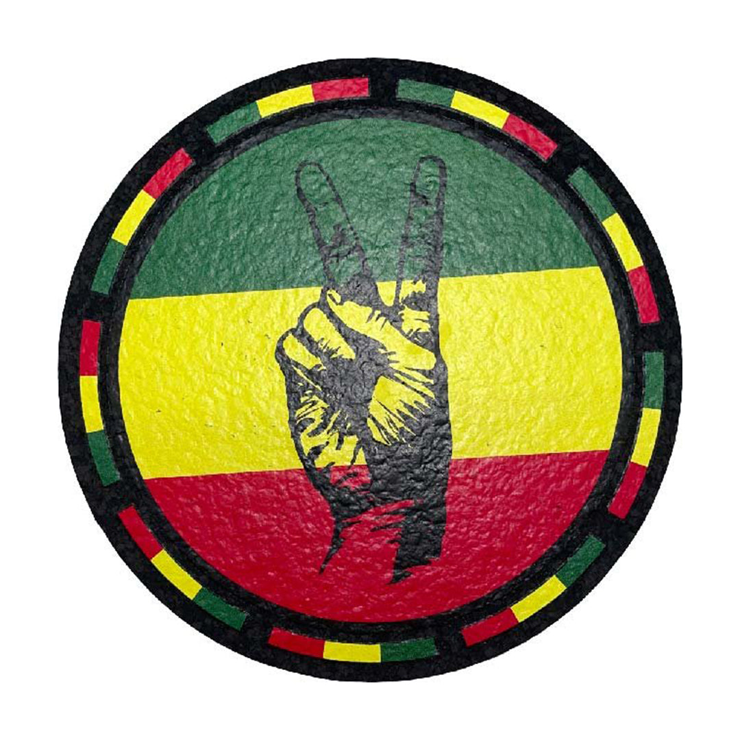 East Coasters 8 inch Rasta Peace Dab Mat, vibrant circular design with peace sign