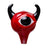 Human Grade Monster Eye Carb Cap in Red Black, borosilicate glass carb cap with horned design
