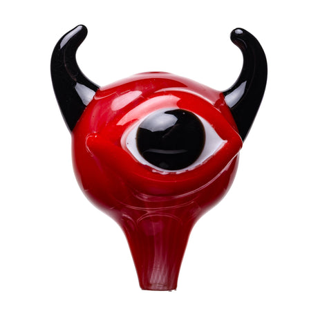 Human Grade Monster Eye Carb Cap in Red Black, borosilicate glass carb cap with horned design