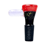 Cheech Glass 14mm Transparent Red Dichro Bowl Slide for Bongs, Front View on White Background