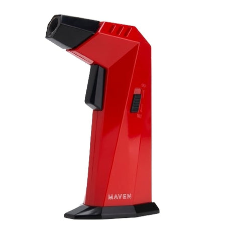 Maven Torch Prism in Red - Windproof Jet Flame Dab Rig Torch, Side View